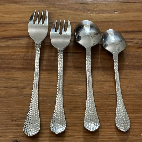 Towle America Hammered Stainless Flatware 4 PC Lot Forks and Spoons - Picture 4 of 7
